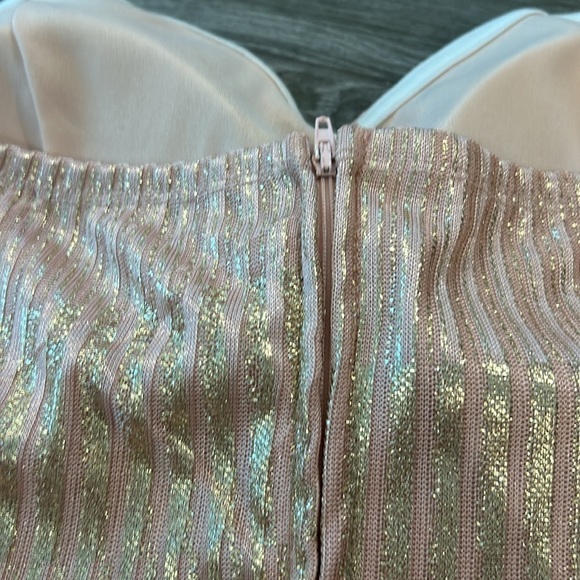 TRIXXI Pink Metallic Tiered Ruffled Sweetheart Neck Striped Strapless Juniors 15 - Picture 8 of 9